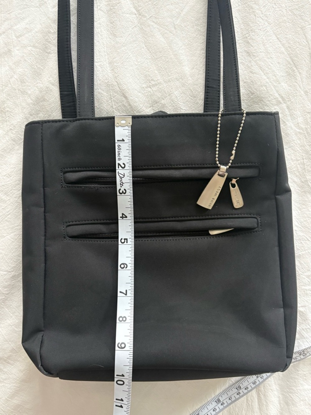 Nine West Black Shoulder Tote with Double Zipper Pockets - Picture 3 of 6
